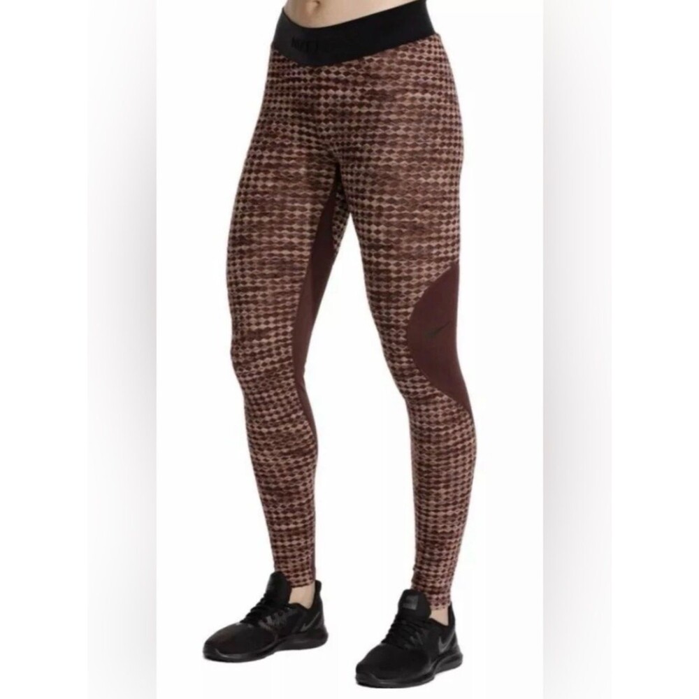 Nike Pro HyperWarm Thermal Leggings • Women’s Small • Pink Burgundy Black